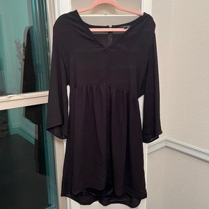Express - Black Long Sleeve V Neck Dress - Size 12